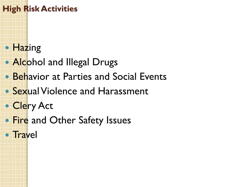 high risk activities