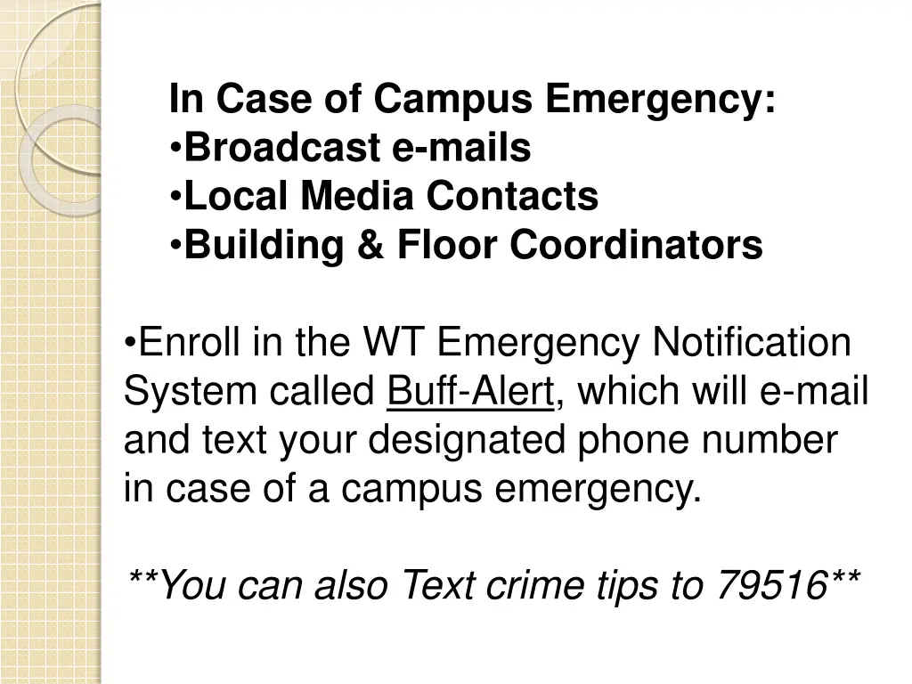 in case of campus emergency broadcast e mails