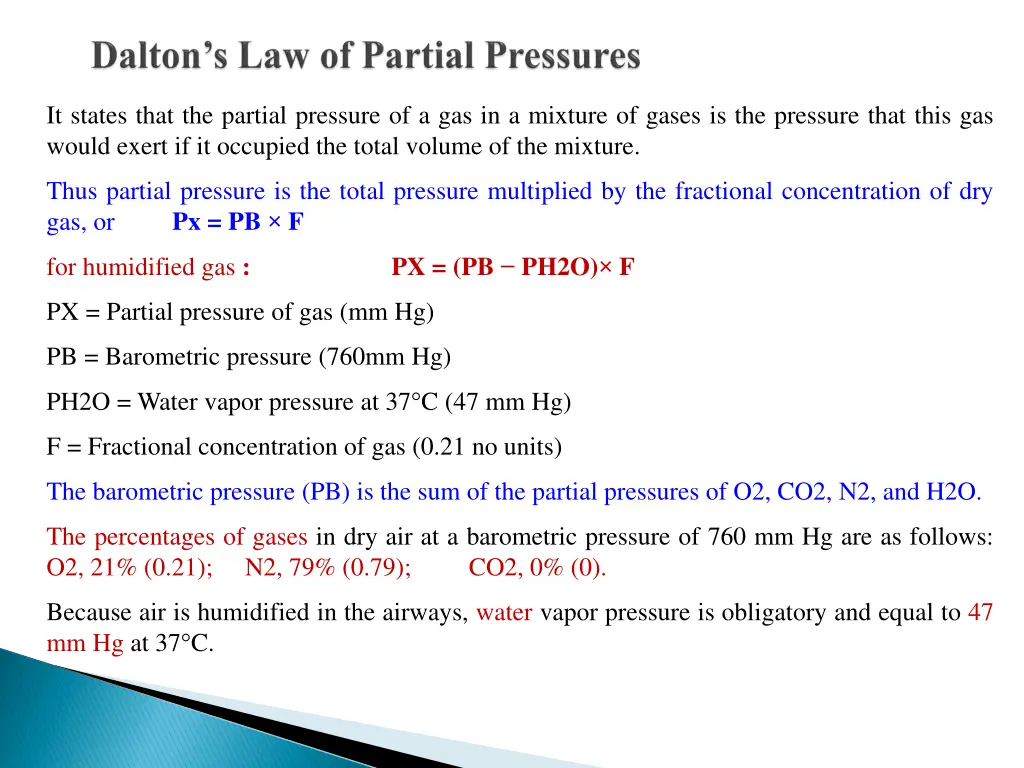 it states that the partial pressure