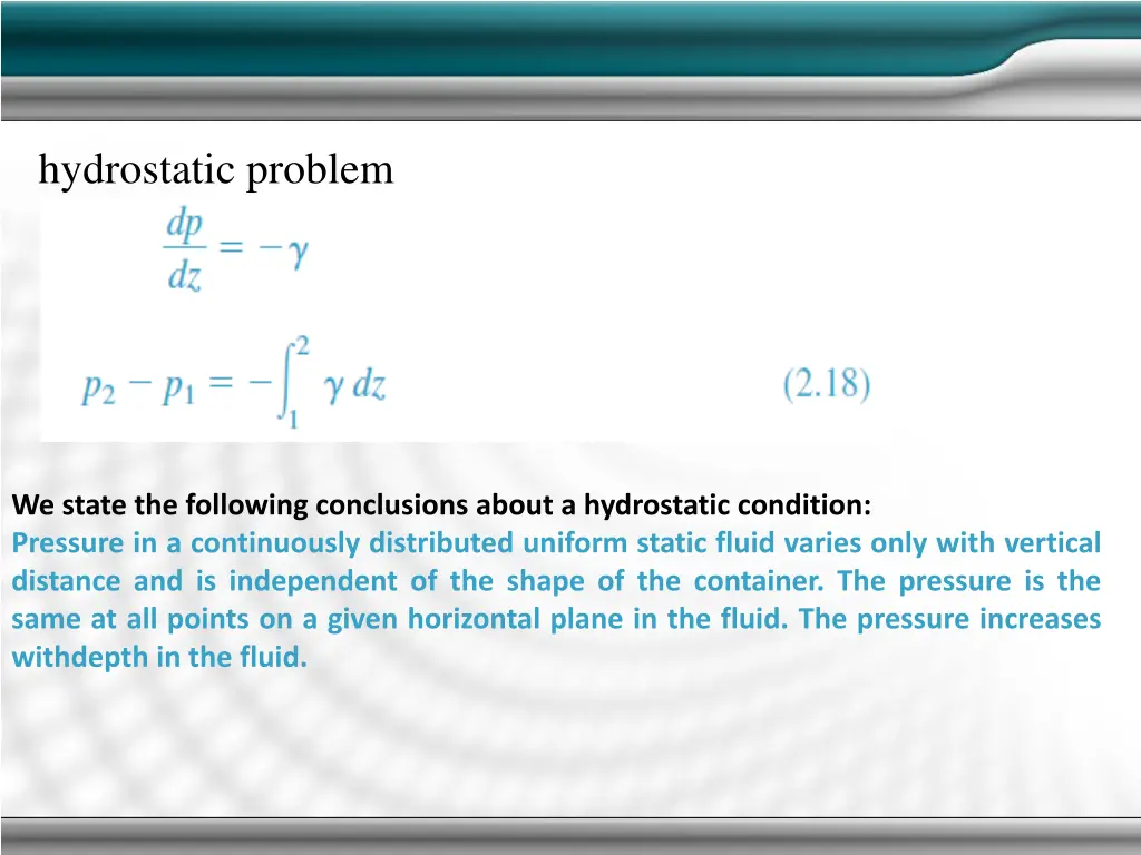 hydrostatic problem