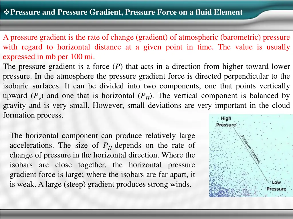 pressure and pressure gradient pressure force
