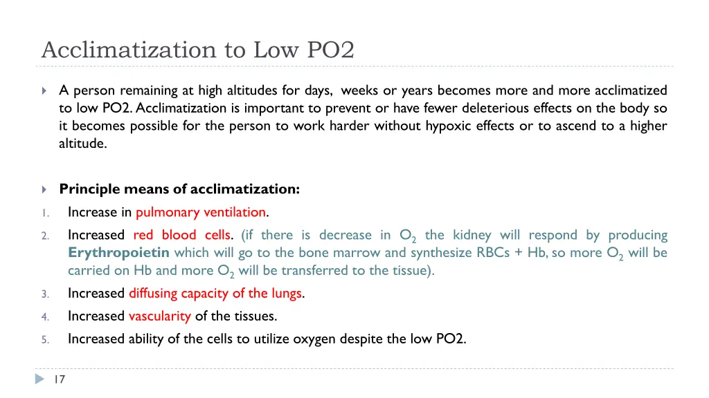 acclimatization to low po2