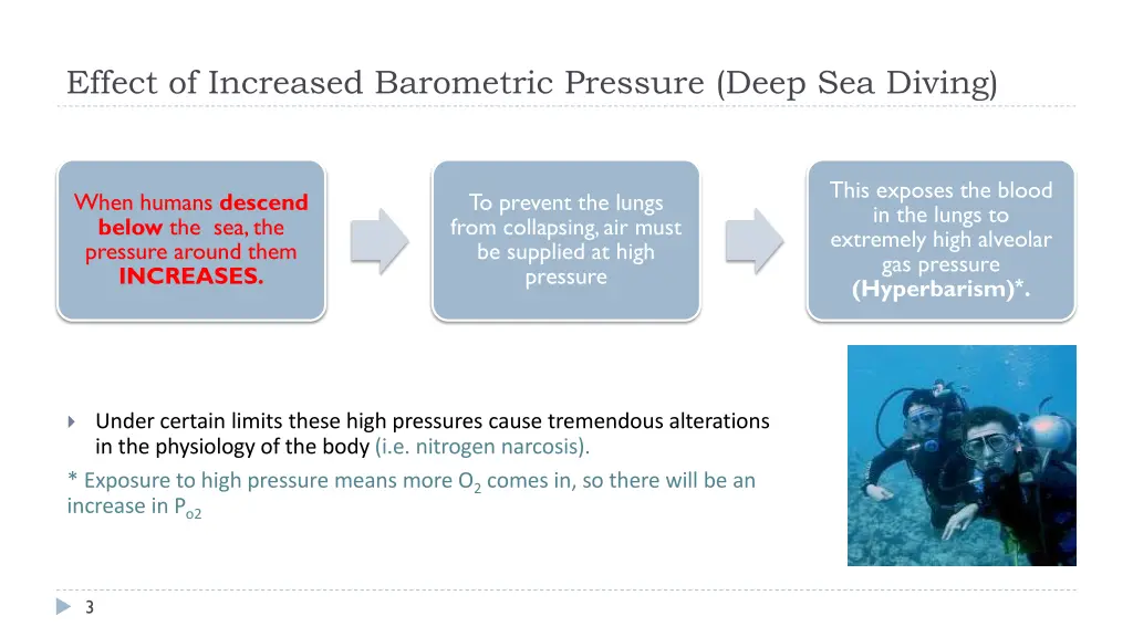 effect of increased barometric pressure deep