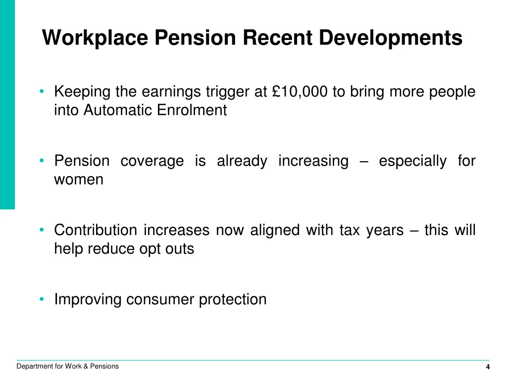 workplace pension recent developments