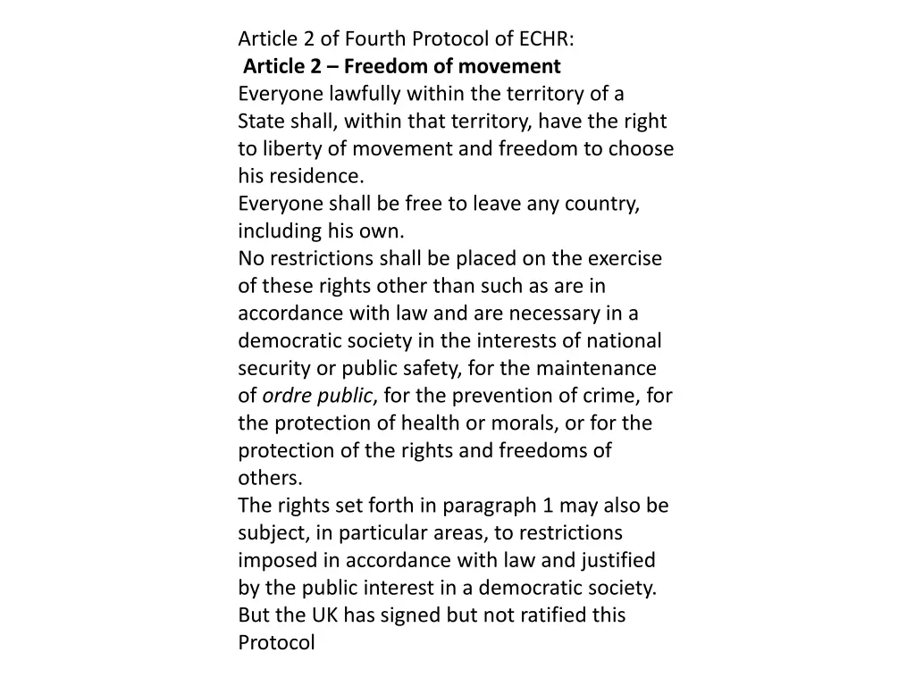 article 2 of fourth protocol of echr article