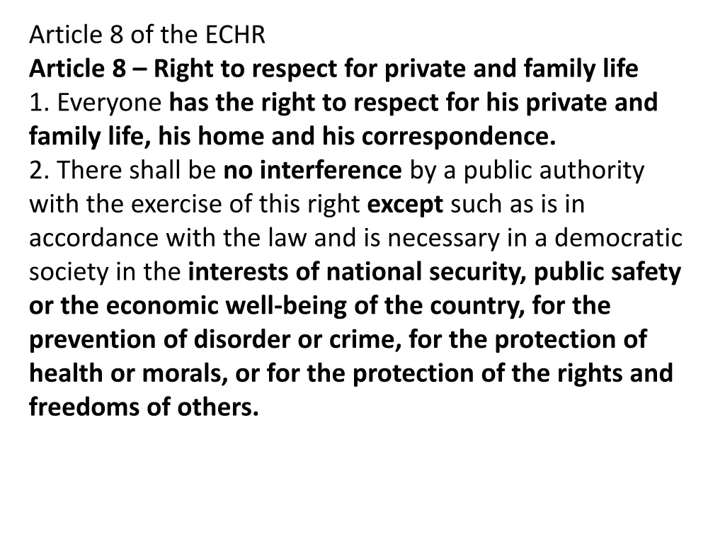 article 8 of the echr article 8 right to respect