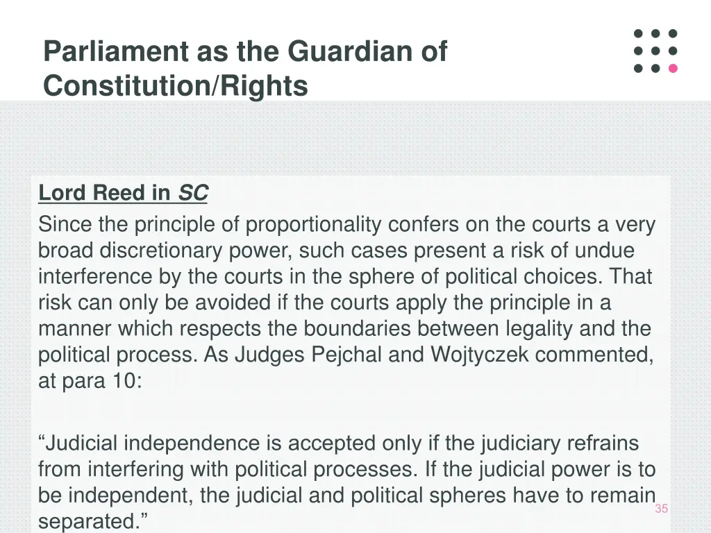 parliament as the guardian of constitution rights