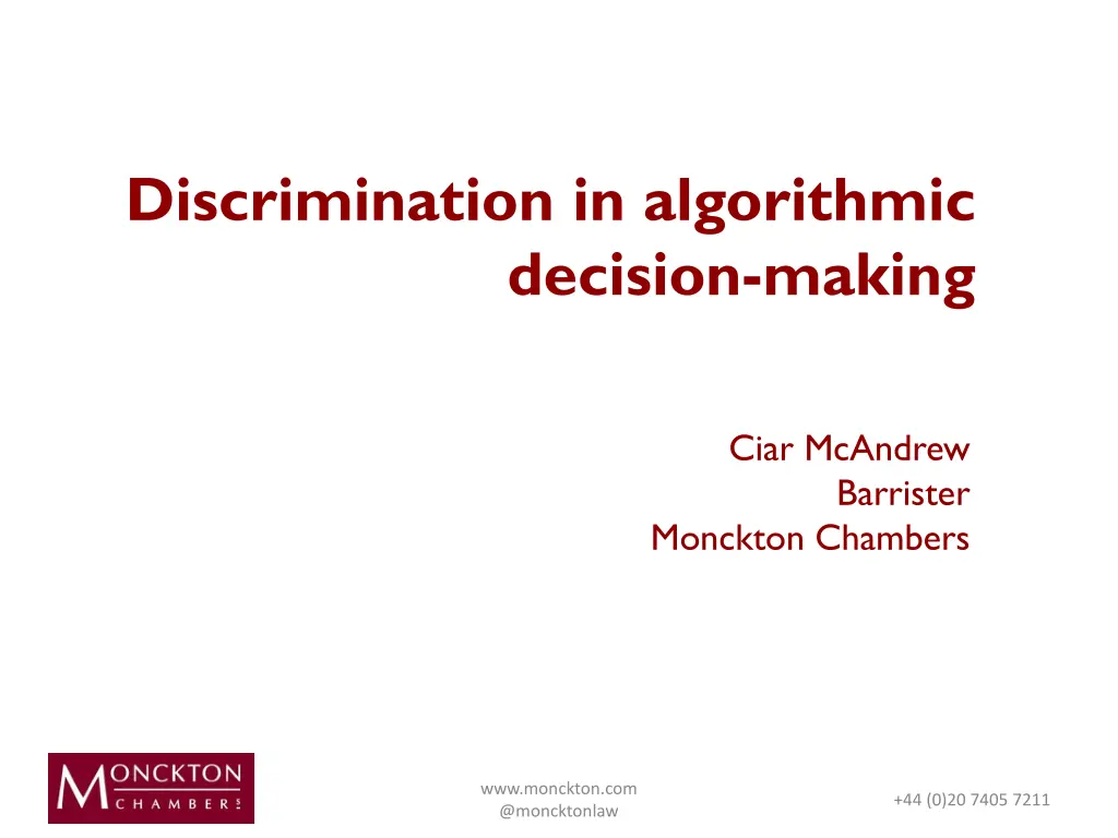 discrimination in algorithmic decision making 1