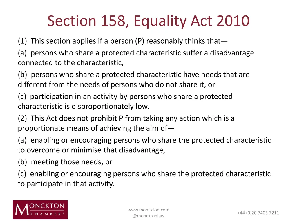 section 158 equality act 2010