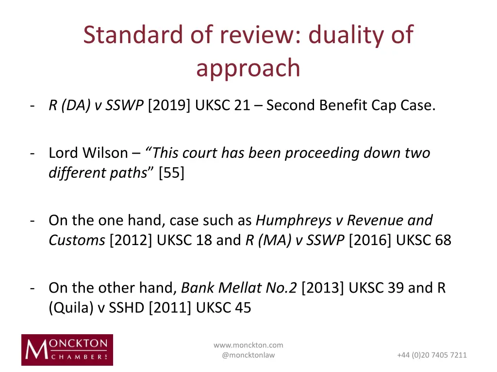 standard of review duality of approach