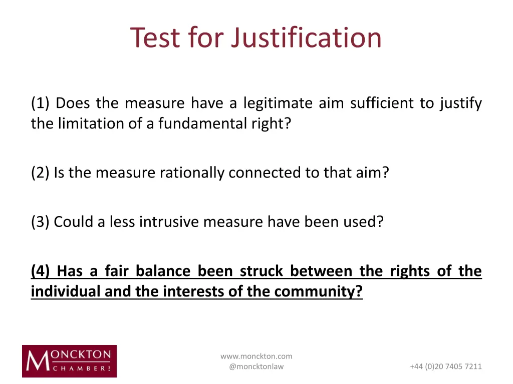 test for justification