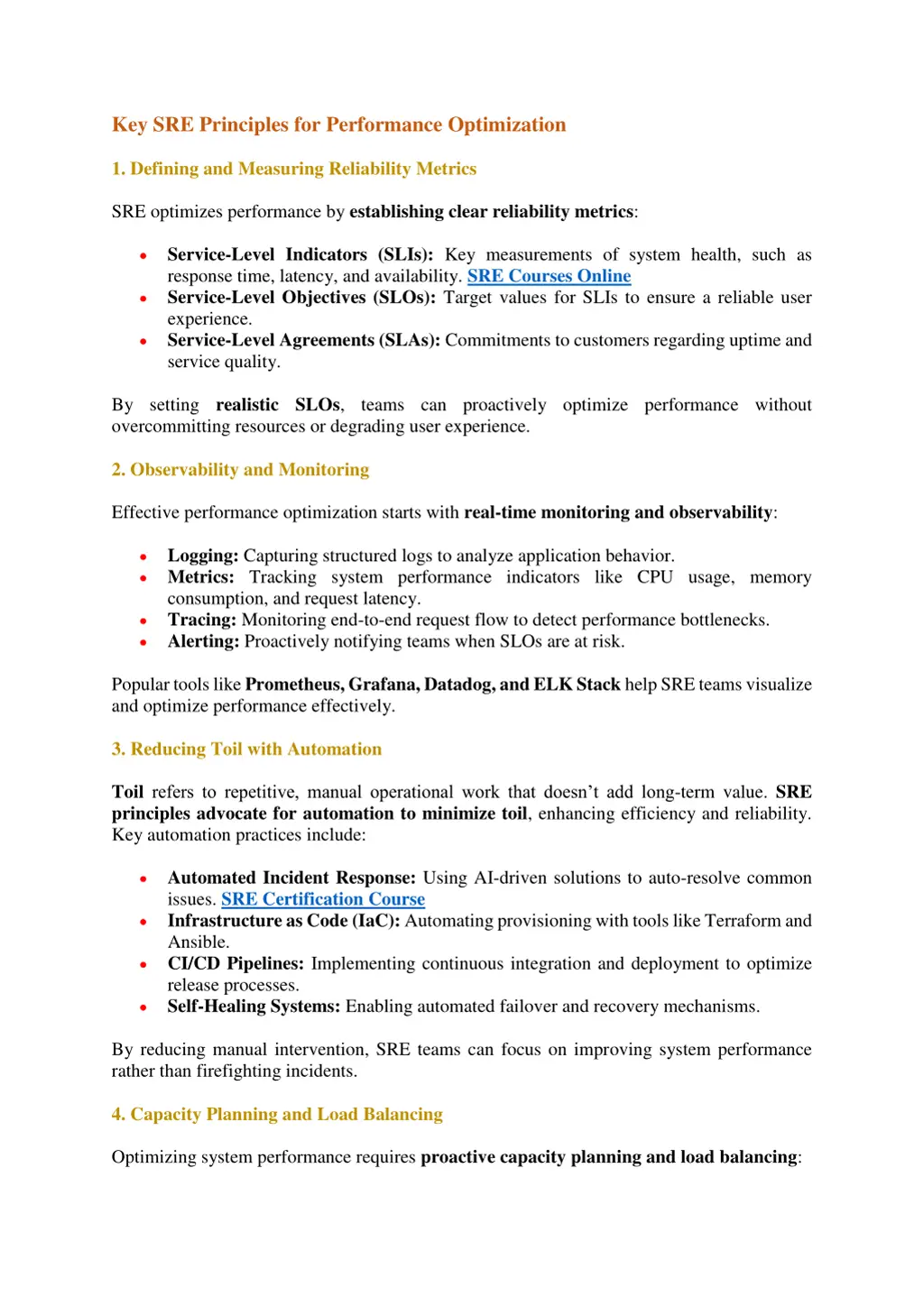 key sre principles for performance optimization