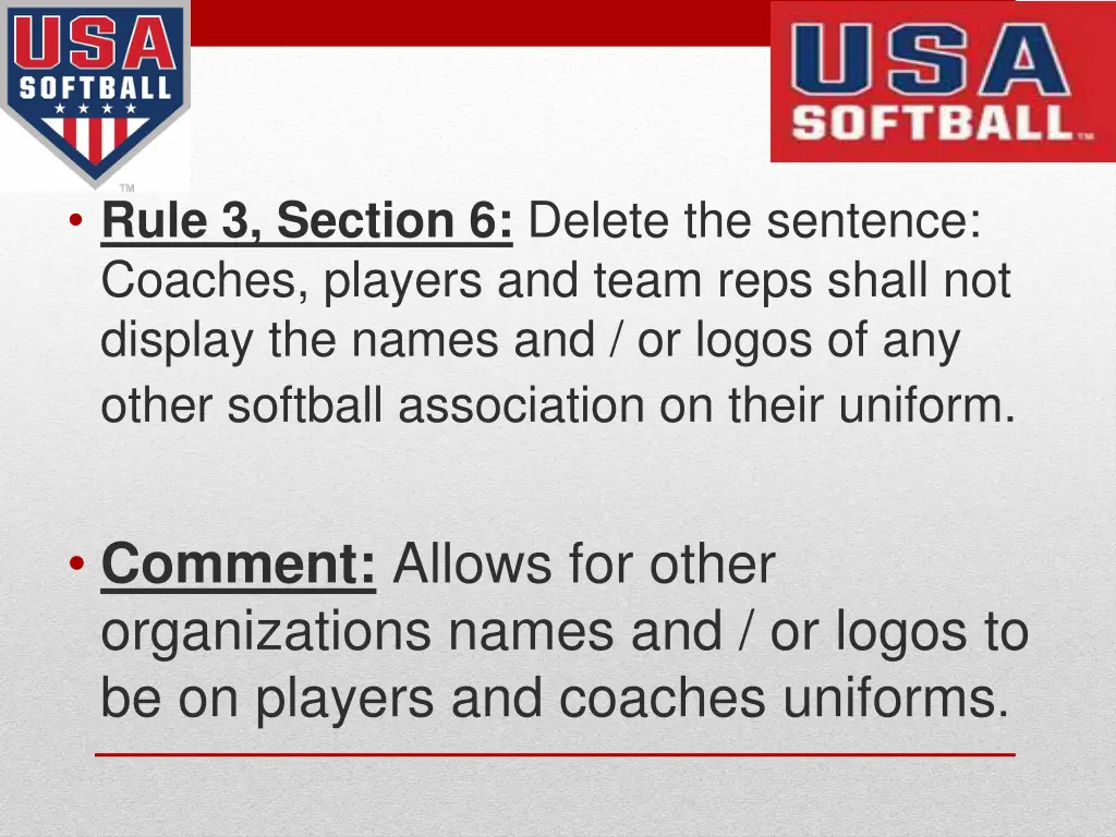 rule 3 section 6 delete the sentence coaches