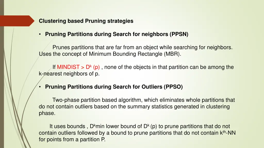 clustering based pruning strategies