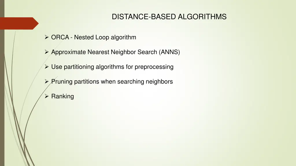 distance based algorithms
