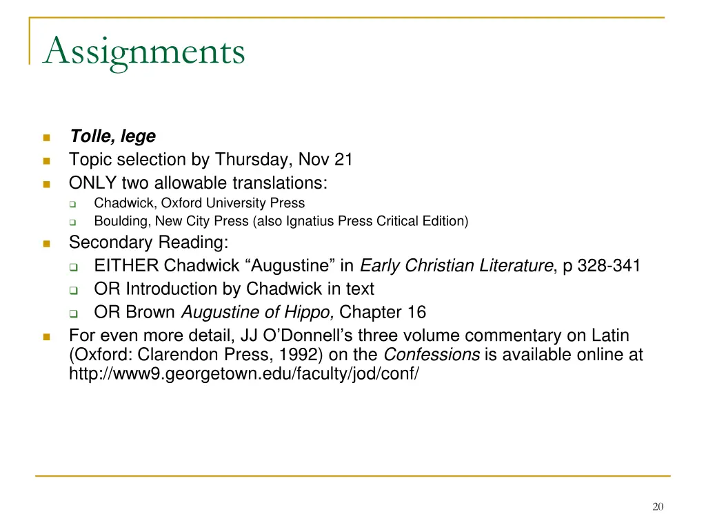 assignments