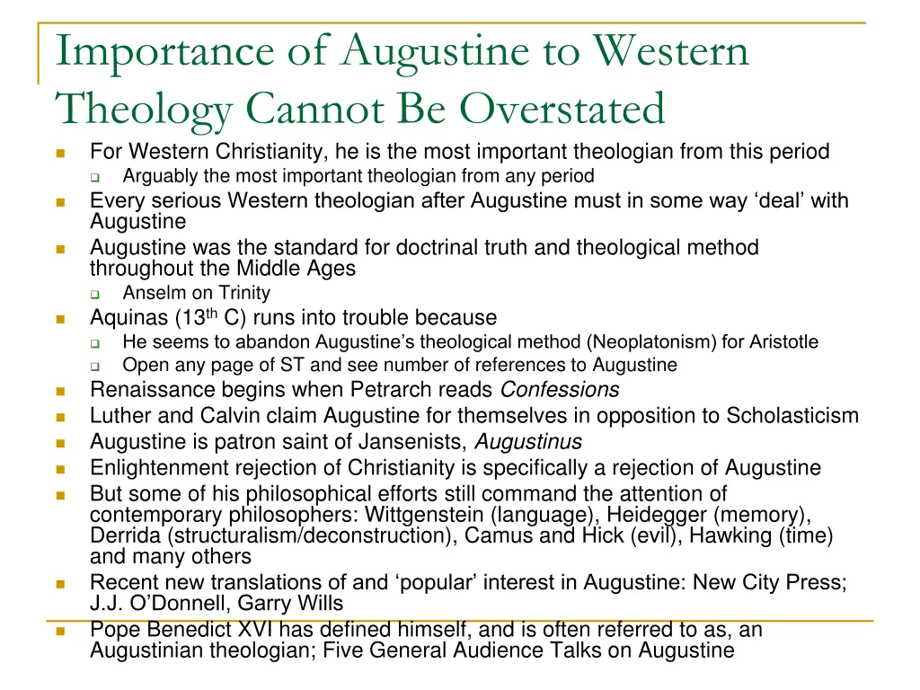 importance of augustine to western theology
