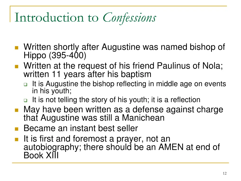 introduction to confessions