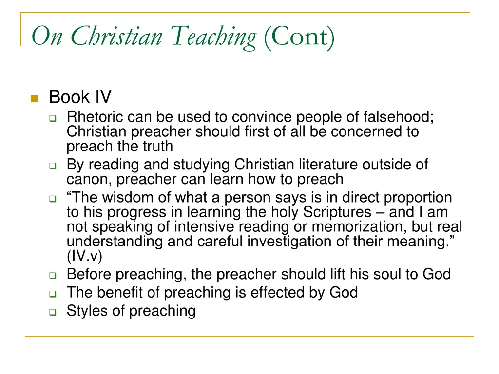 on christian teaching cont 1