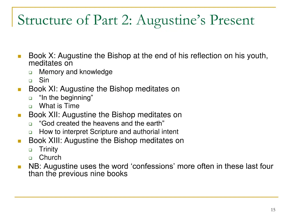 structure of part 2 augustine s present