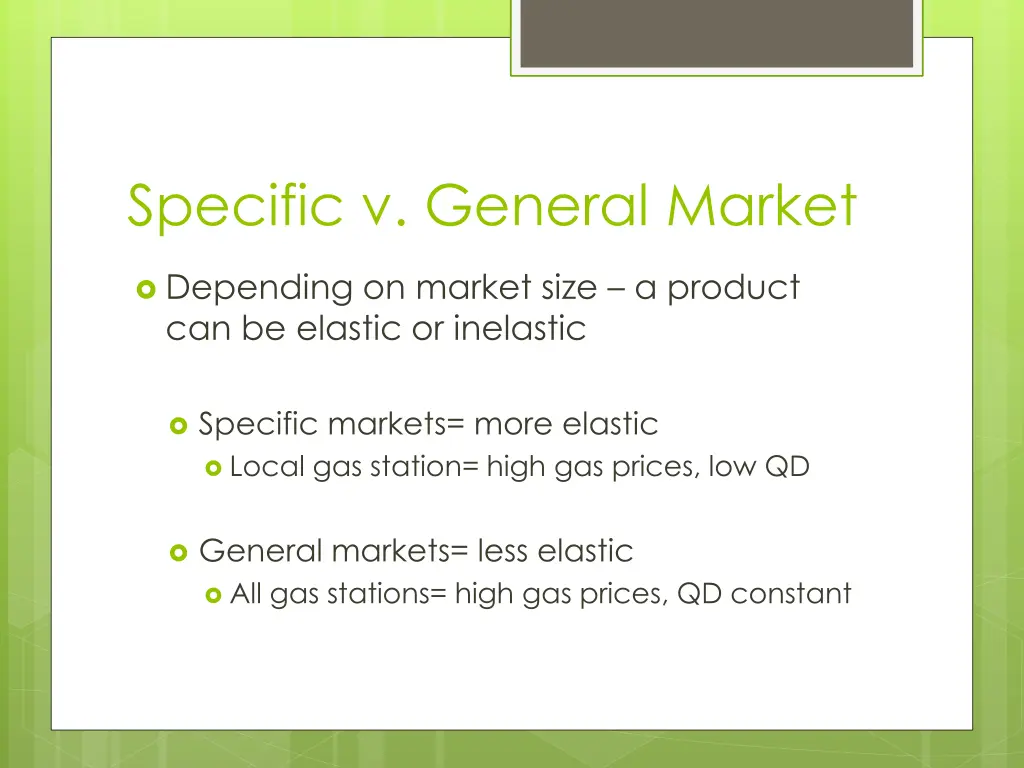 specific v general market