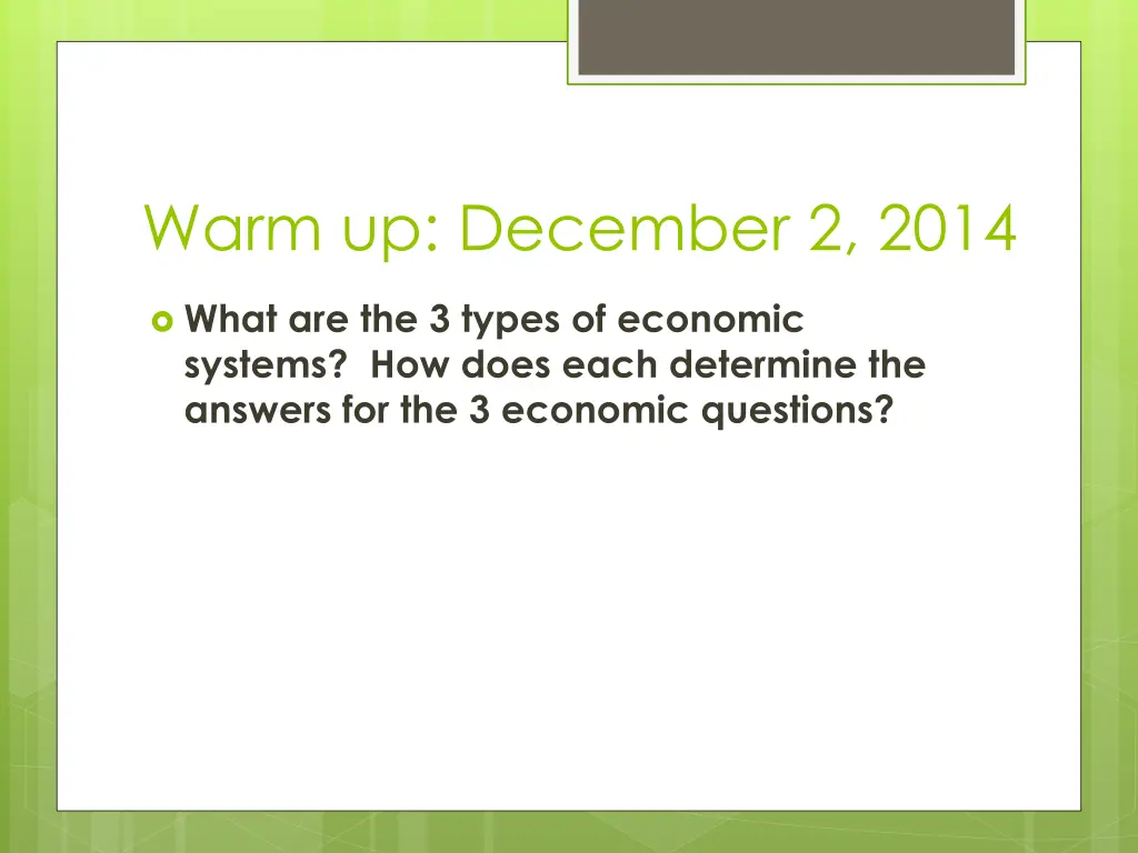 warm up december 2 2014
