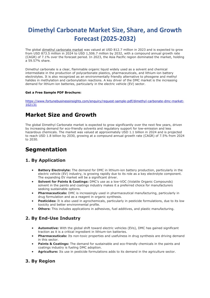 dimethyl carbonate market size share and growth