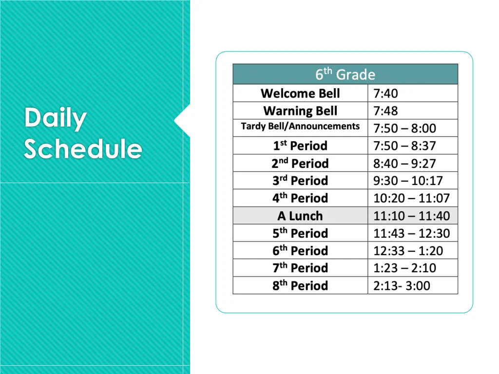 daily schedule