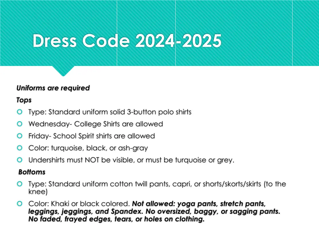 dress code 2024 2025
