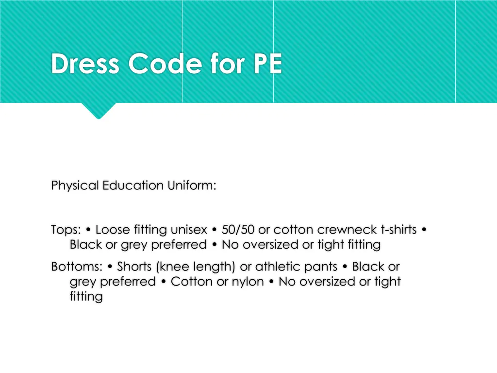 dress code for pe
