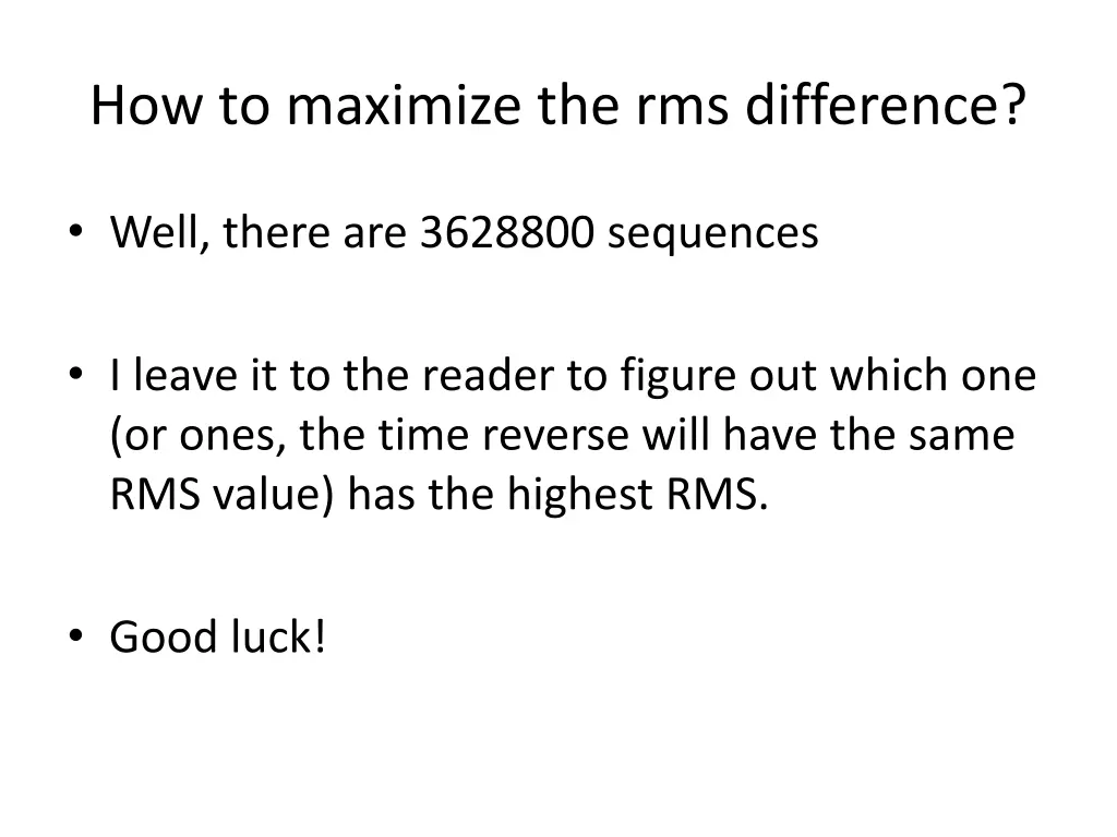 how to maximize the rms difference