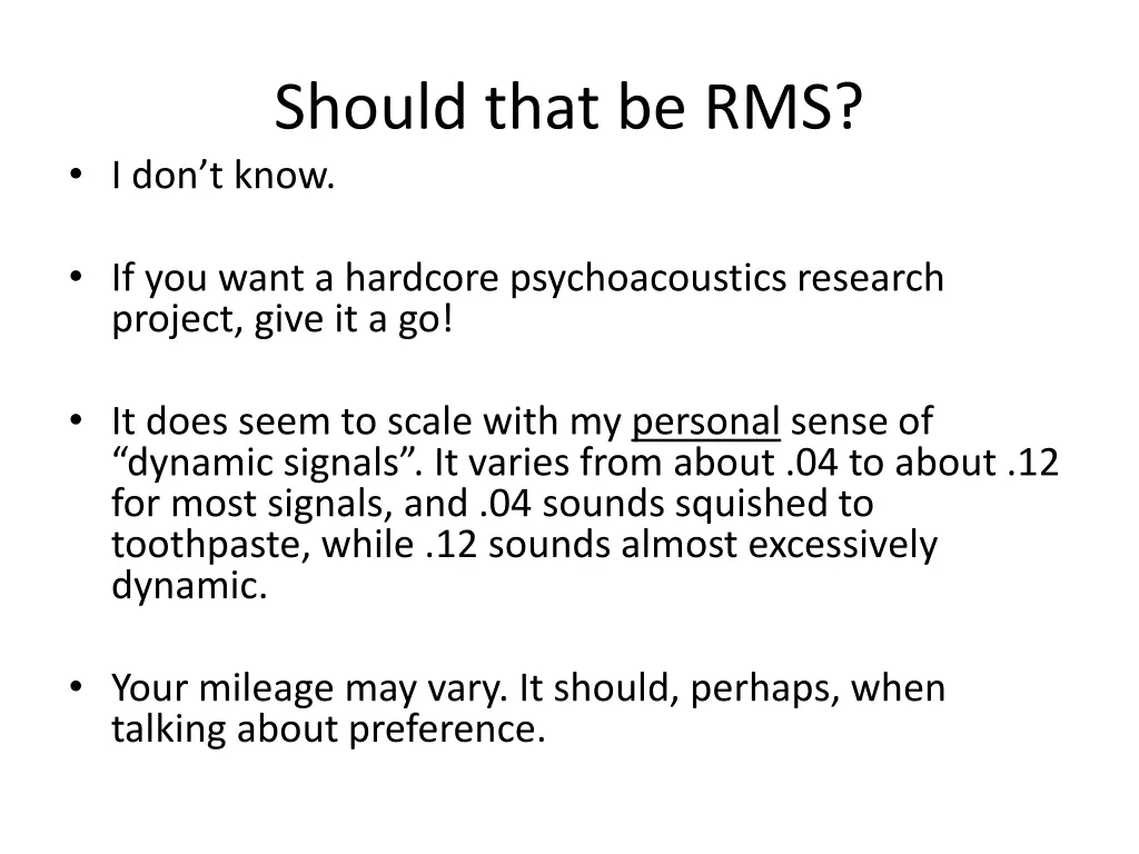 should that be rms i don t know