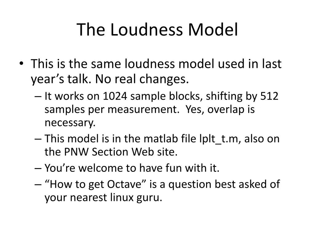 the loudness model