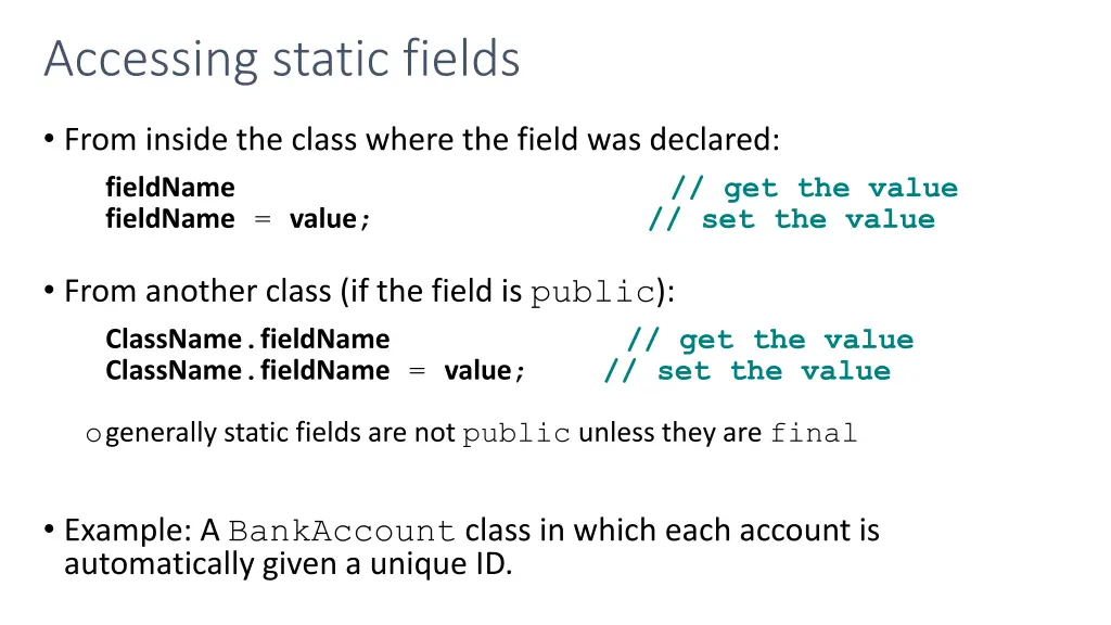 accessing static fields