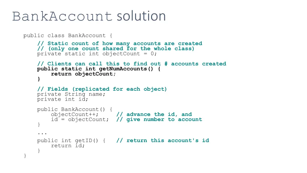bankaccount solution 1