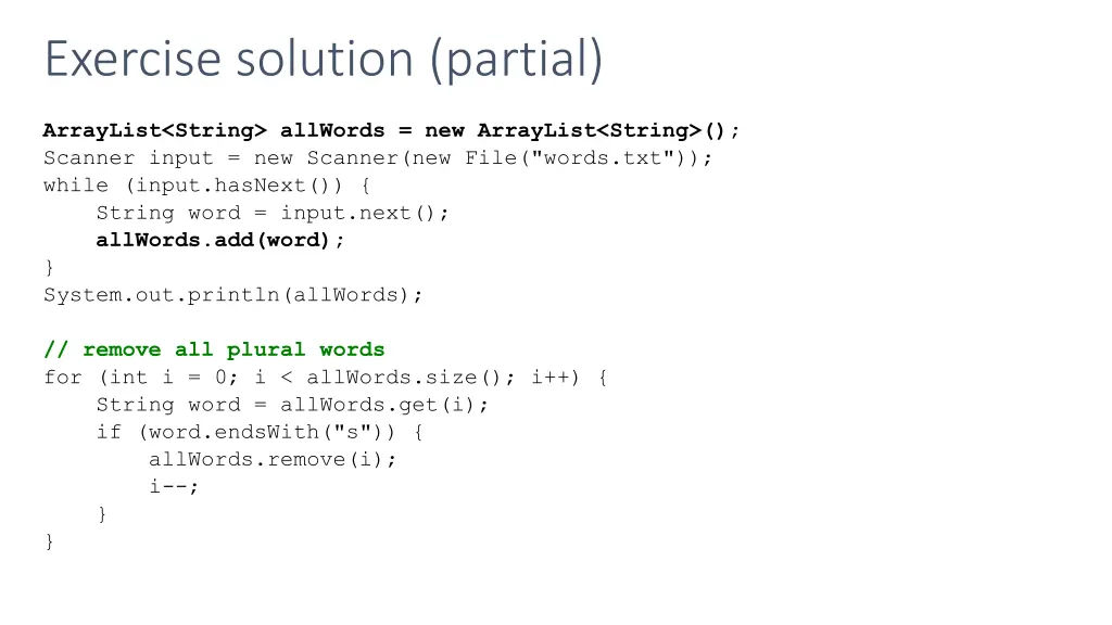 exercise solution partial