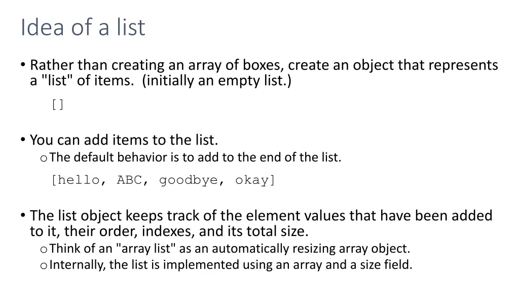 idea of a list