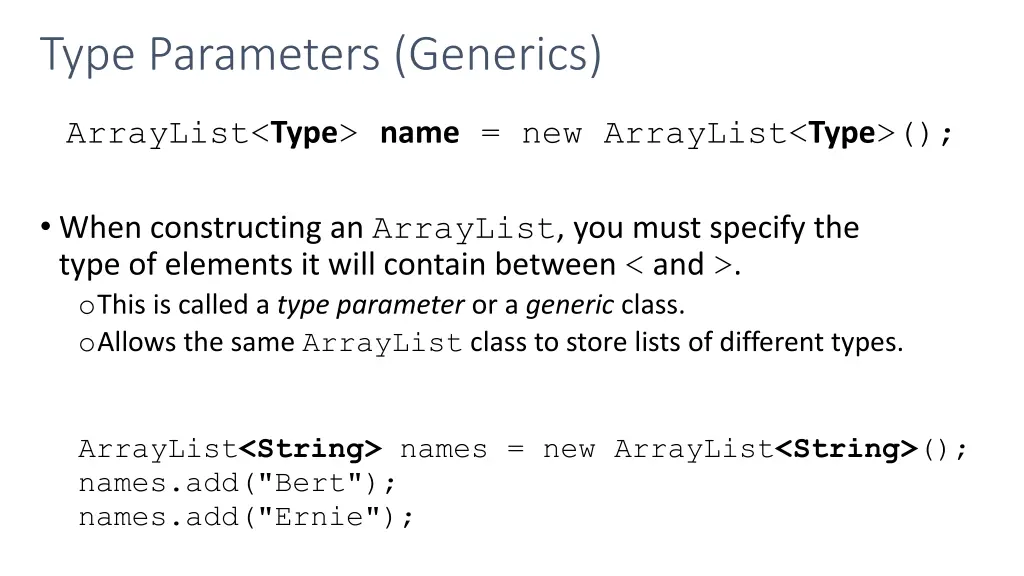 type parameters generics