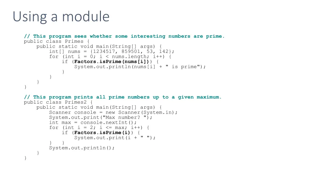 using a module