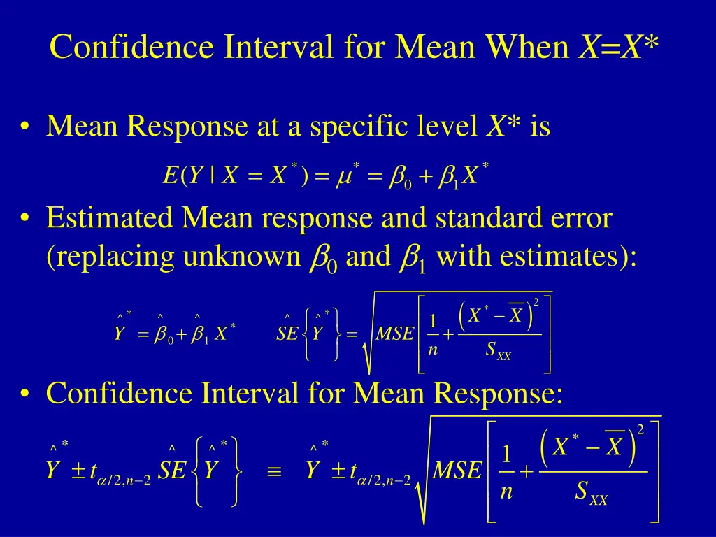 confidence interval for mean when x x