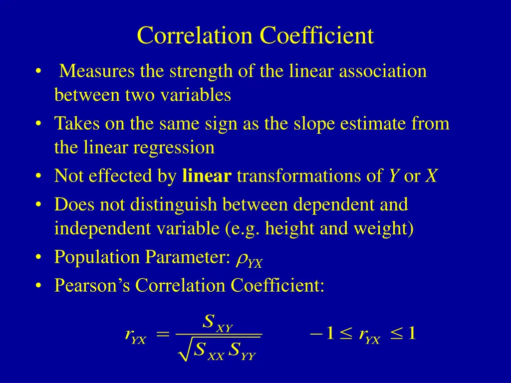 correlation coefficient measures the strength