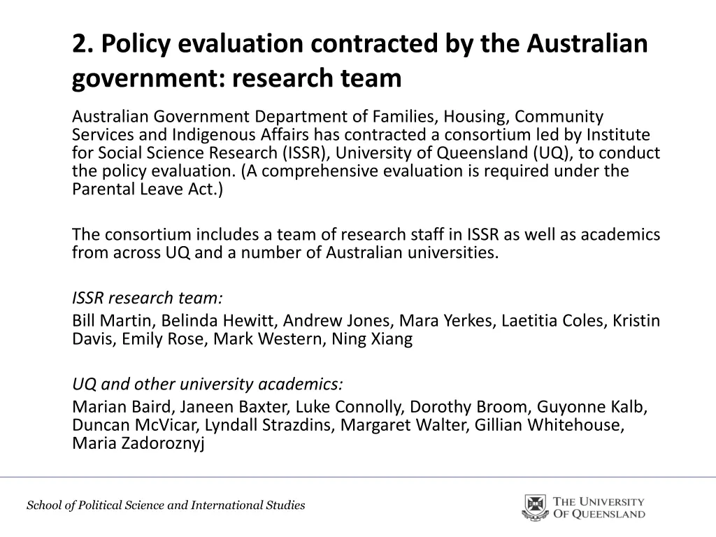 2 policy evaluation contracted by the australian