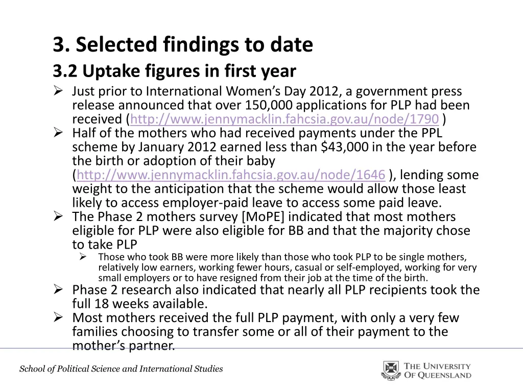 3 selected findings to date 3 2 uptake figures