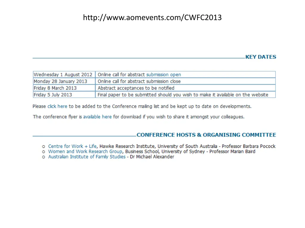 http www aomevents com cwfc2013 1