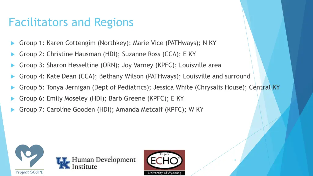 facilitators and regions