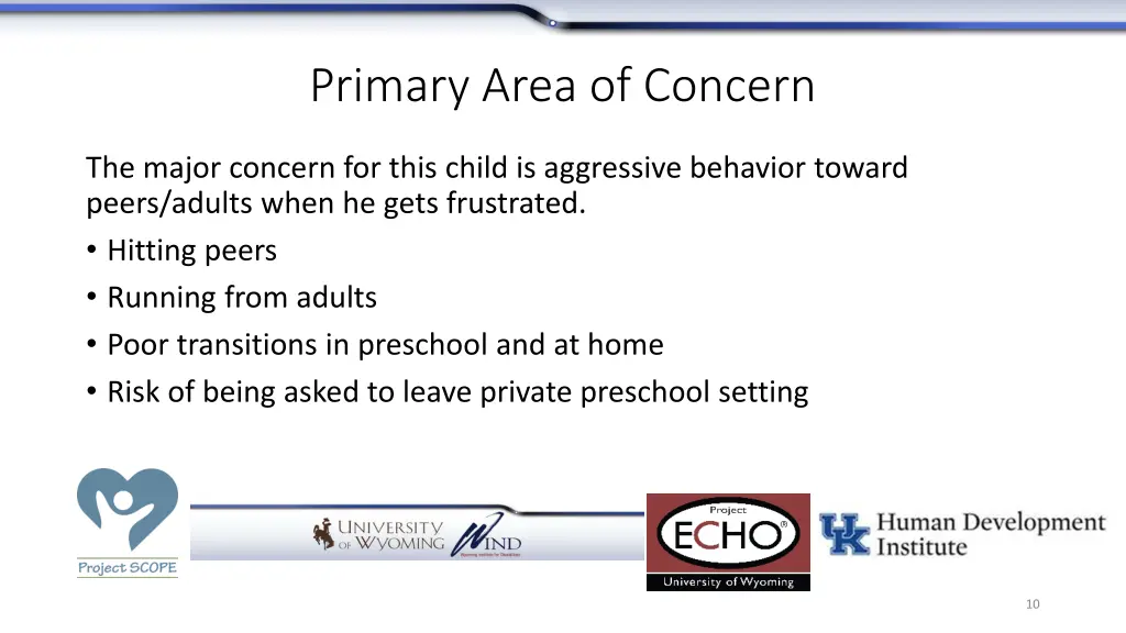 primary area of concern