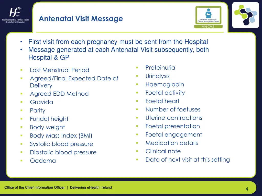 antenatal visit message