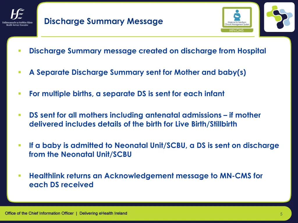 discharge summary message