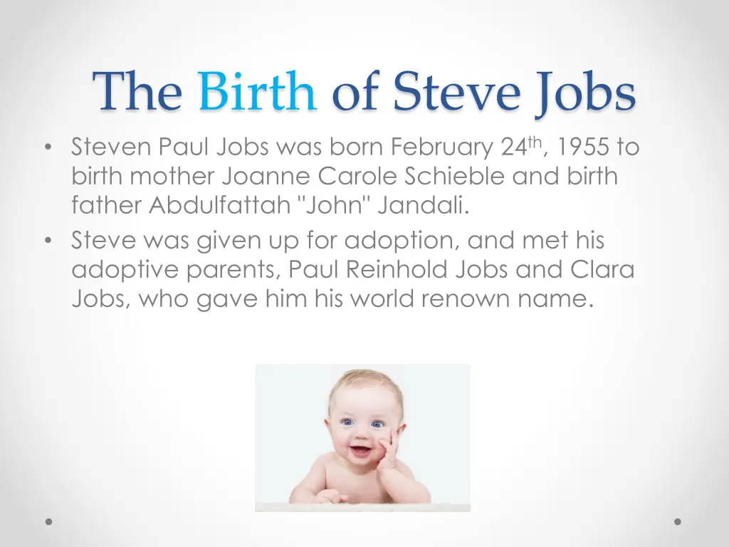 the birth of steve jobs steven paul jobs was born