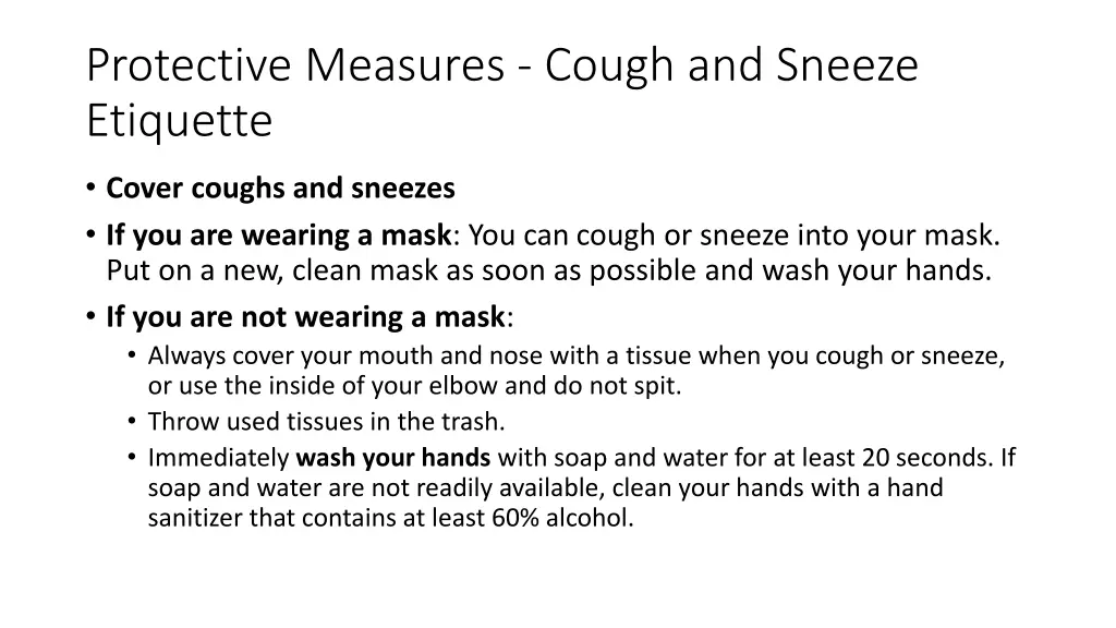 protective measures cough and sneeze etiquette